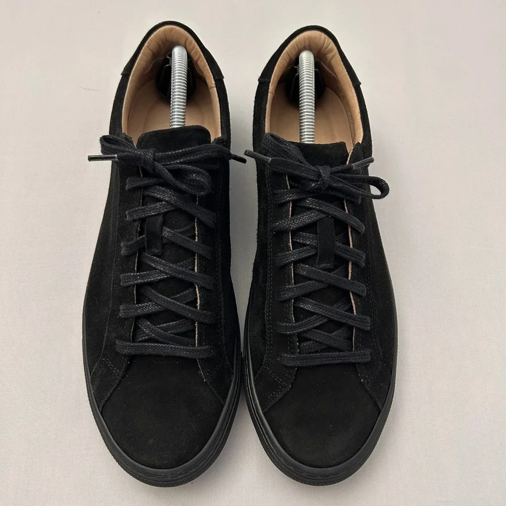 SuitSupply Shoes Mens 10‎ Black Suede Low Top Lace-Up Sneakers Dress Casual